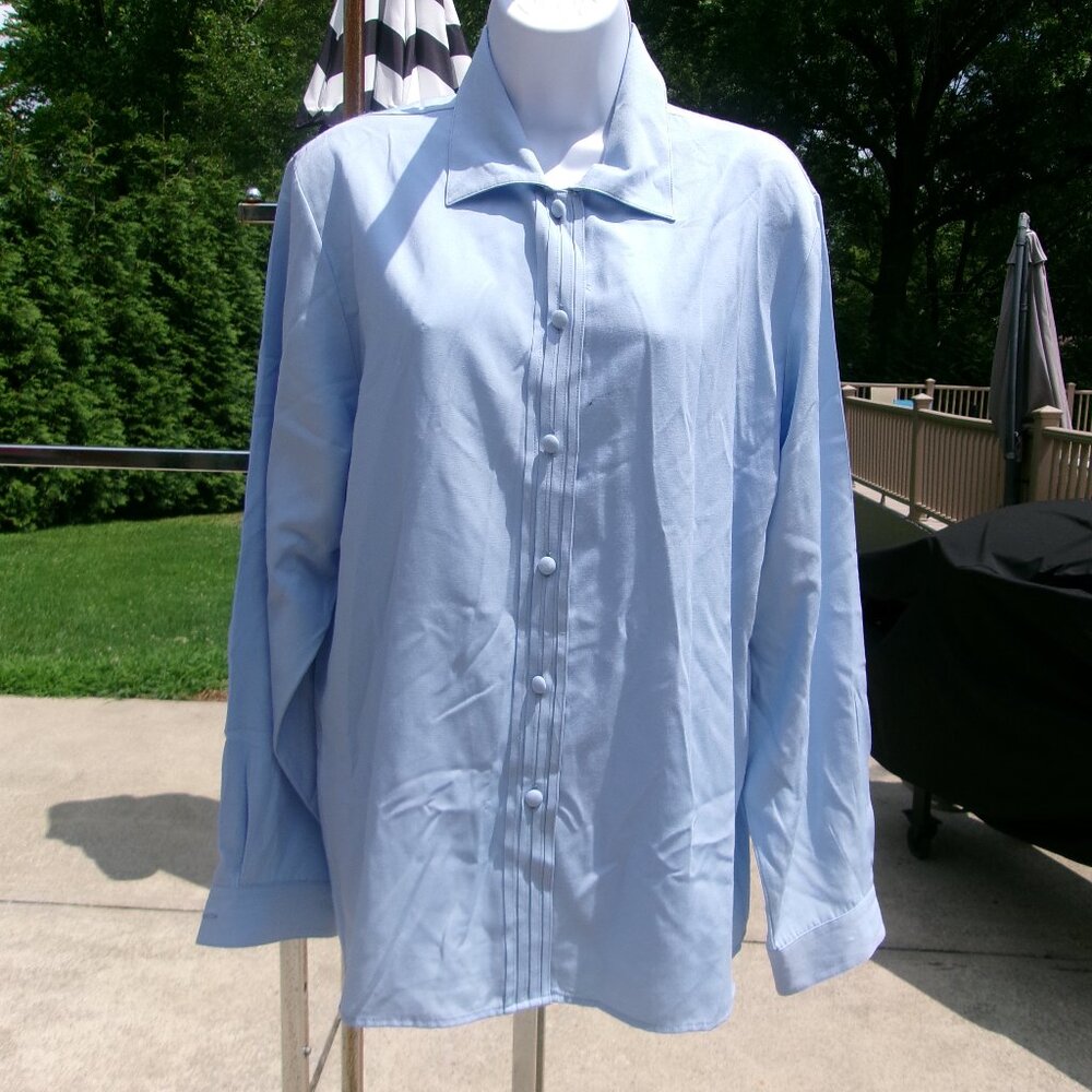 Pendleton Blue Button Down Blouse 16 - image 1